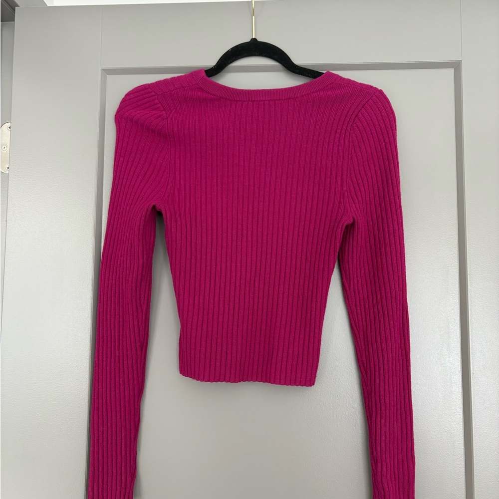 Express Ribbed Pink Sweater - Picture 2 of 2